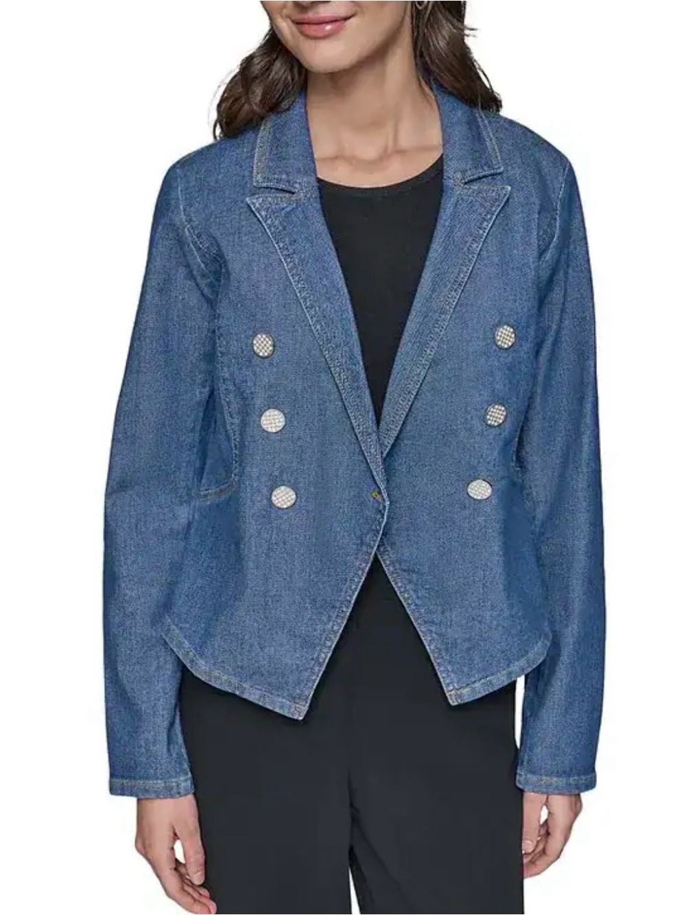 Karl Lagerfeld Blue Double-Breasted Denim Jacket